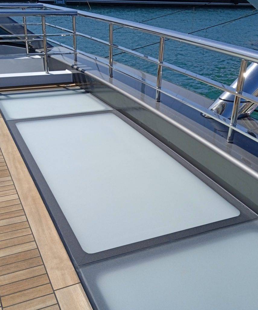 non skid glass panes wrap on superyacht